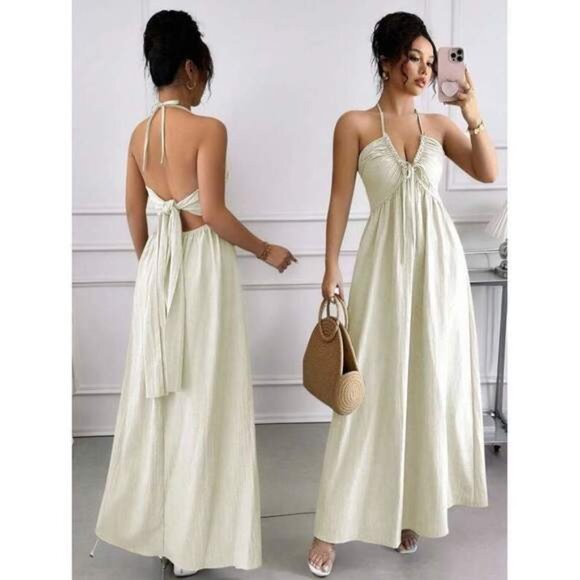 Dresses & Skirts - New Halter Lace Up Backless A-Line Dress